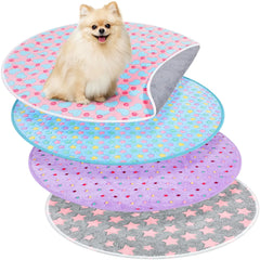 Round Washable Dog Pee Pads – Reusable Absorbent Whelping & Training Pads (32”, 4 Pack)